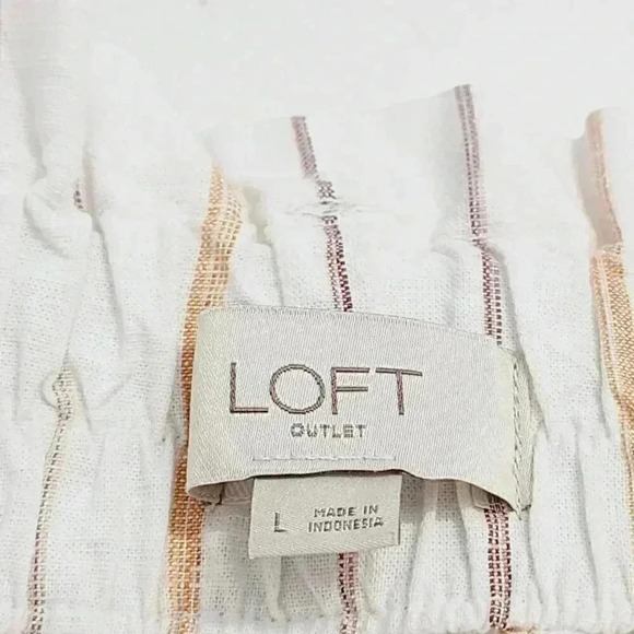 Loft High Rise Shorts Paper bag Cotton Striped Size L Women's 8701 - Picture 4 of 7